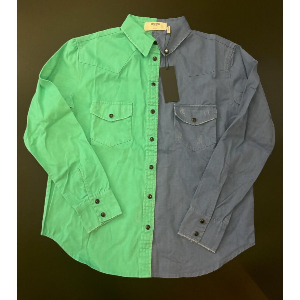 OneTeaspoon NWT Women's Wolfgang Western Distressed Shirt in Supersonic Size XS
